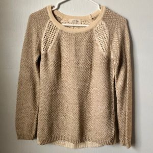 Pink Rose Cream / Tan Knit Sweater